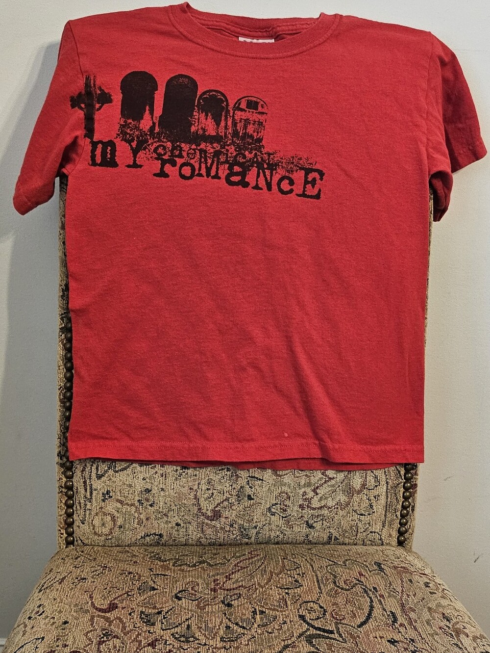 Vintage My Chemical Romance Red Headstone Band Tee Early 2000s Three Cheers Era